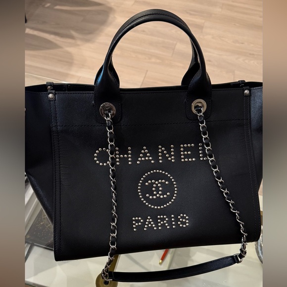 Chanel Deauville Tote Studded Caviar Bag - Picture 1 of 13